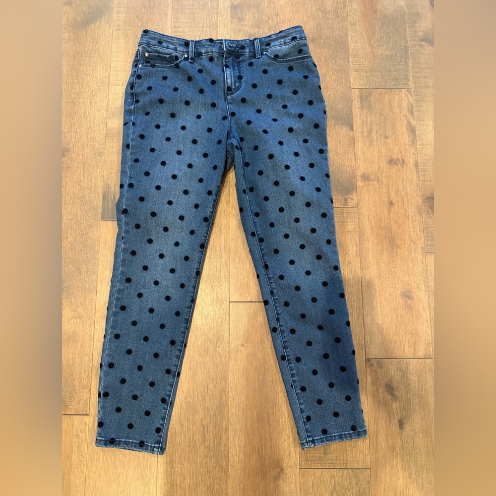 Velvet Polka Dot Women's skinny ankle Jeans - size 6P